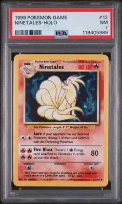 PSA 7 Ninetales 12/102 Base Set Rare Holo Pokemon Card WOTC 1999 - Near Mint - Image 1