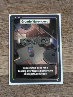 Neopets Battledome TCG Grundo Warehouse Code Card Looking Over Neopia Background - Image 1