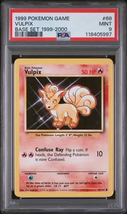 PSA 9 Vulpix 68/102 Base Set Pokemon Card WOTC 1999-2000 4th Print - Mint - Image 1