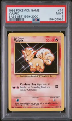 PSA 9 Vulpix 68/102 Base Set Pokemon Card WOTC 1999-2000 4th Print - Mint - Image 3