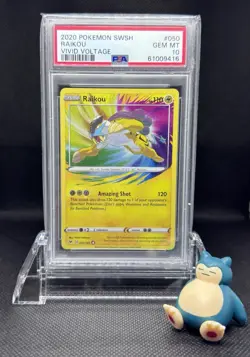 2020 POKEMON SWORD & SHIELD VIVID VOLTAGE #050 RAIKOU PSA 10 - Image 1