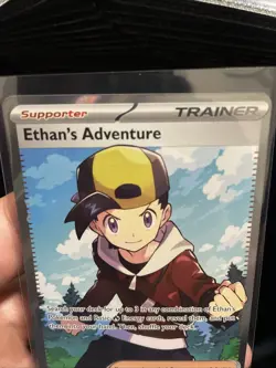 Pokemon TCG Destined Rivals Ethan's Adventure Full Art Trainer Card 221/182 - Image 2