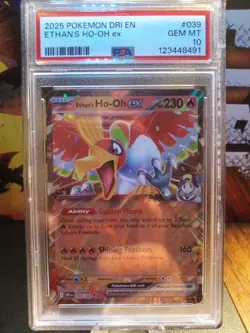 2025 Pokemon Destined Rivals Ethan's Ho-oh Ex #039 PSA GEM MINT 10 Very Low Pop - Image 1