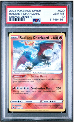 PSA 10 GEM MINT 2023 Radiant Charizard 020 Crown Zenith Pokemon Card TCG - Image 1