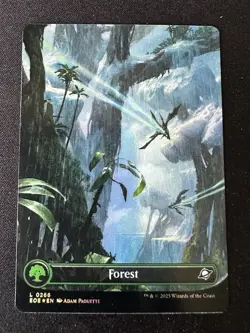 MTG Edge of Eternity - Forest 0266 FOIL Land Full Art (Borderless) - Image 1