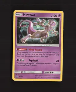 Mewtwo SM214 Sun & Moon Black Star Promo Cosmos Holo Pokemon Card LP - Image 1