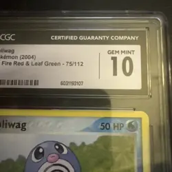 Poliwag 75/112 EX Fire Red & Leaf Green CGC 10 Gem Mint Pokemon - Image 3