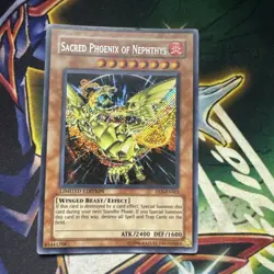 Yugioh! Sacred Phoenix of Nephthys EEN-ENSE3 Secret Rare Limited Edition LP - Image 1