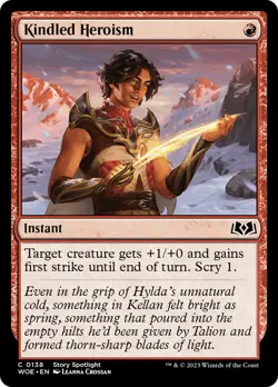 MTG Kindled Heroism [Wilds of Eldraine] Near Mint Magic - Image 1