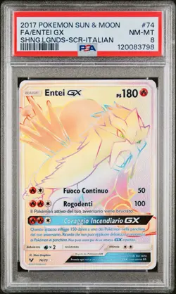 POKEMON PSA 8 ENTEI GX SECRET RARE 74/73 SHINING LEGENDS ITALIANO 2017 POP 1!🌍 - Image 1