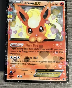 2016 Pokemon TCG CARD XY Generations Flareon EX #RC6 MP - Image 3