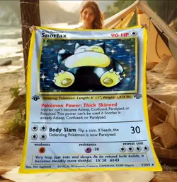 Pokemon TCG Snorlax, Jungle Set, First Edition, Pokemon Card BLANKET - Image 1