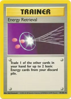 Energy Retrieval 81/102 Base Set Vintage 1999 Pokemon Card - Image 1