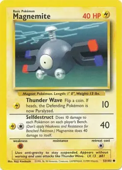 Magnemite 53/102 Base Set Vintage 1999 Pokemon Card - Image 1