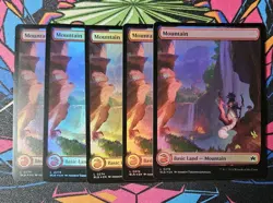 5x Mountain (0274) x5 NM Foil Borderless MTG Bloomburrow BLB Unplayed Magic - Image 1