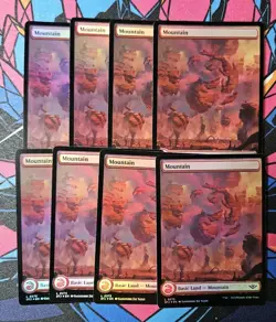 8x Mountain (0275) x8 NM Foil Borderless MTG Outlaws Thunder Junction Unplayed - Image 1
