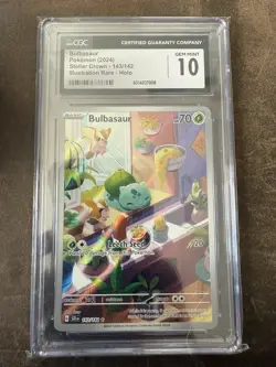 Bulbasaur CGC 10 CGC 10 Stellar Crown Illustration Rare SCR 143/142 Pokemon TCG - Image 1