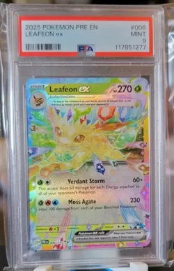 PSA 9 Leafeon ex 006/131 Ultra Rare Holo Prismatic Evolutions PRE Pokemon Card - Image 1