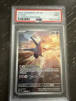 Latios 203/191 Illustration Rare 2024 Surging Sparks Pokemon Card PSA 9 MINT - Image 1