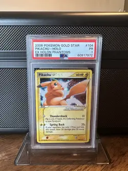 Pikachu Gold Star Holo Card 104/110 EX Holon Phantoms PSA 1 - Image 1