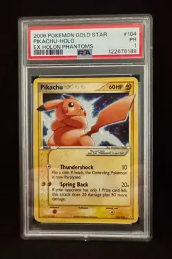 Pikachu Gold Star Holo Card 104/110 EX Holon Phantoms PSA 1 - Image 4