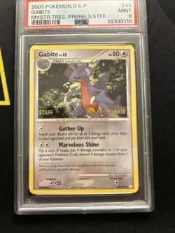 PSA 9 Gabite 48/123 STAFF -Graded Pokemon Card- Mysterious Treasures Prerelease - Image 2