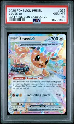 2025 POKEMON PREEN-PRISMATIC EVOLUTIONS SURPRISE BOX EXCLUSIVE EEVEE EX PSA 10💎 - Image 1