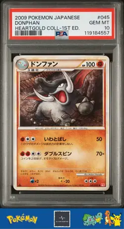 2009 Japanese Pokemon L1 HeartGold Collection 1st Ed 045/070 Donphan PSA 10 - Image 1