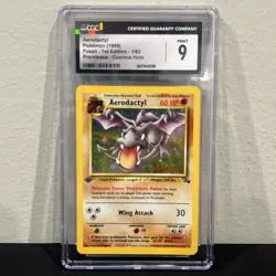 Pokemon Fossil 1/62 Aerodactyl 1st Edition Prerelease Holo Rare 1999 CGC 9 MINT - Image 1