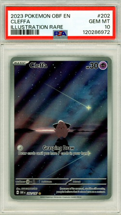 2023 POKEMON OBF EN-OBSIDIAN FLAMES ILLUSTRATION RARE #202 CLEFFA PSA 10 - Image 1