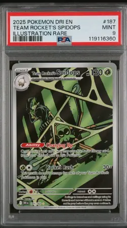 2025 POKEMON DESTINED RIVALS ILLUSTRATION RARE #187 TEAM ROCKET'S SPIDOPS PSA 9 - Image 1