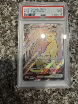2025 POKEMON DRI EN-DESTINED RIVALS ULTRA RARE TEAM ROCKET'S PERSIAN EX PSA 9 - Image 2