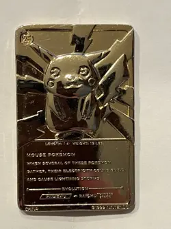 #25 Pokemon 23k Gold Plated PIKACHU Trading Card Nintendo 1999 - Image 2