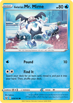 1x Galarian Mr. Mime 034/163 Battle Styles Pokemon TCG Card NM - Image 1