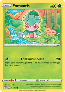1x Fomantis 014/163 Battle Styles Pokemon TCG Card NM - Image 1