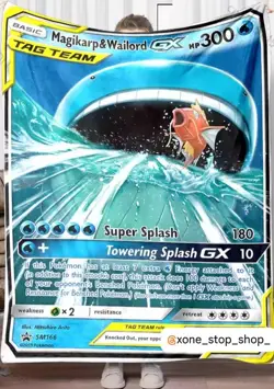 Pokemon TCG Magikarp & Wailord GX Tag Team Black Star Promo SM166 Card BLANKET - Image 1