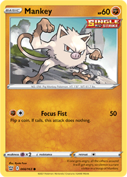 1x Mankey 066/163 Battle Styles Pokemon TCG Card NM - Image 1