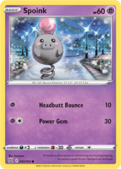 1x Spoink 055/163 Battle Styles Pokemon TCG Card NM - Image 1
