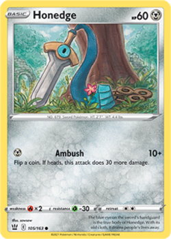 1x Honedge 105/163 Battle Styles Pokemon TCG Card NM - Image 1