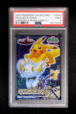 PSA 9 Pokemon Card Pikachu & Shinx SP-01 Holo Japanese Carddass Zukan DP Part 2 - Image 1