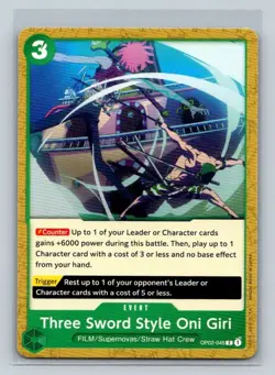 Three Sword Style Oni Giri OP02-045 One Piece Paramount War Trading Card - Image 1