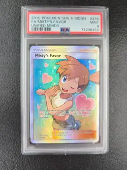 Pokemon Unified Minds Full Art Trainer Misty’s Favor Trainer Card PSA 9 - Image 1