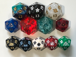 12 mtg spindown dice No Doubles, 5 oversized d20 life counter magic game dice - Image 1