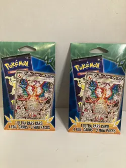 Pokemon 3 Mini Packs 1Ultra Rare 4 Foil Cards 2 Packs! - Image 1