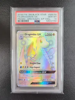 2018 POKEMON SM BLACK STAR PROMO #SM156 FULL ART/DRAGONITE GX PSA 10 - Image 1