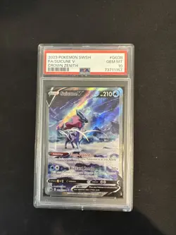 PSA 10 GEM MINT Suicune V GG38/GG70 Crown Zenith Holo Pokemon Card - Image 1