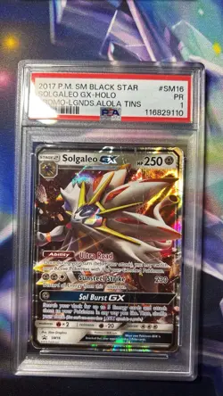 Pokemon TCG Solgaleo GX Holo Ultra Rare Card Sun & Moon Base Set PSA 1 - Image 1