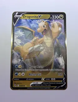 Pokemon Card Dragonite V 049/078 Pokemon GO Gold Metal Fan Art Display Card NM/M - Image 1
