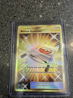 Pokemon Rescue Stretcher Card 165/147 SM Burning Shadows Secret Rare Gold NM - Image 1