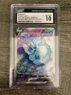 2021 Pokemon Vaporeon V #SWSH181 Promo VMAX Premium Collection CGC GEM MINT 10 - Image 1